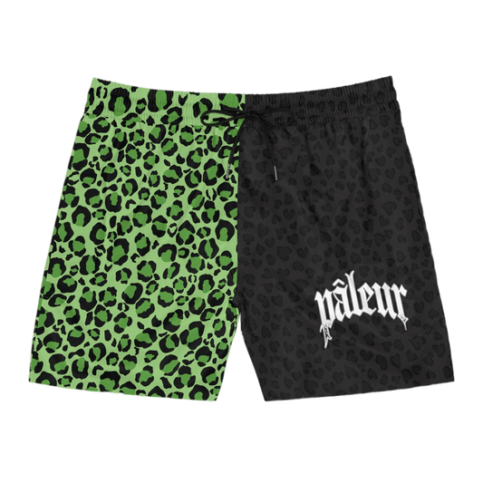 PÂLEUR OFFICIAL SUMMER SHORTS - TWO-TONE GREEN LEOPARD